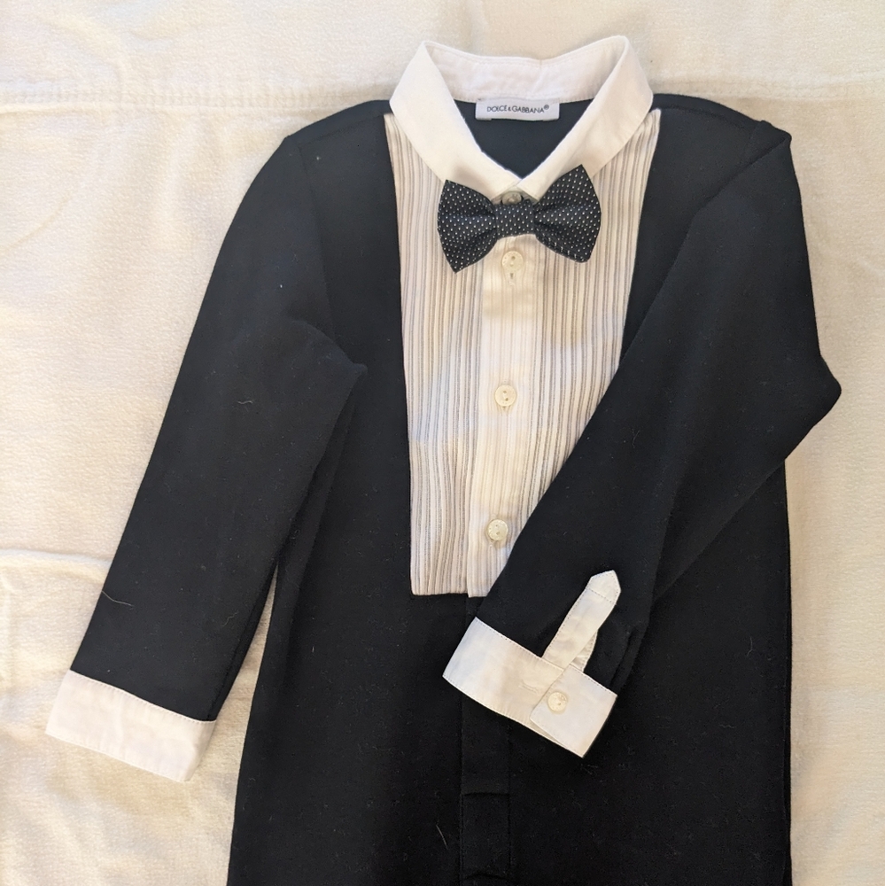 Dolce&Gabbana Baby Boy's Stretch Cotton Tuxedo Romper